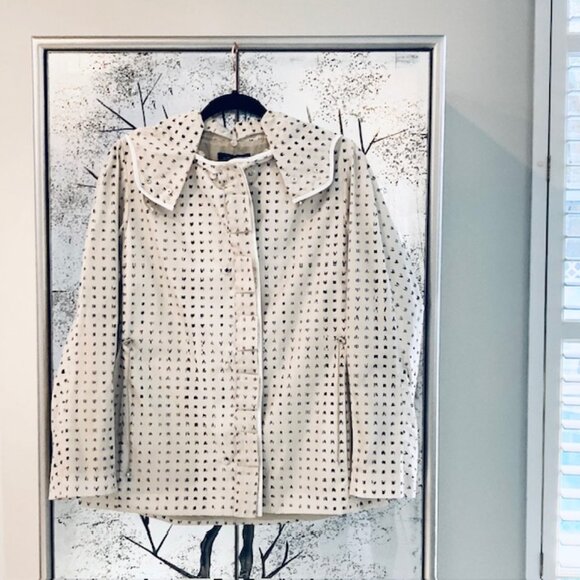 Piazza Sempione $1,975 Womens US 6 IT 42 Print Hooded Rain Coat Designer Jacket - Picture 2 of 11